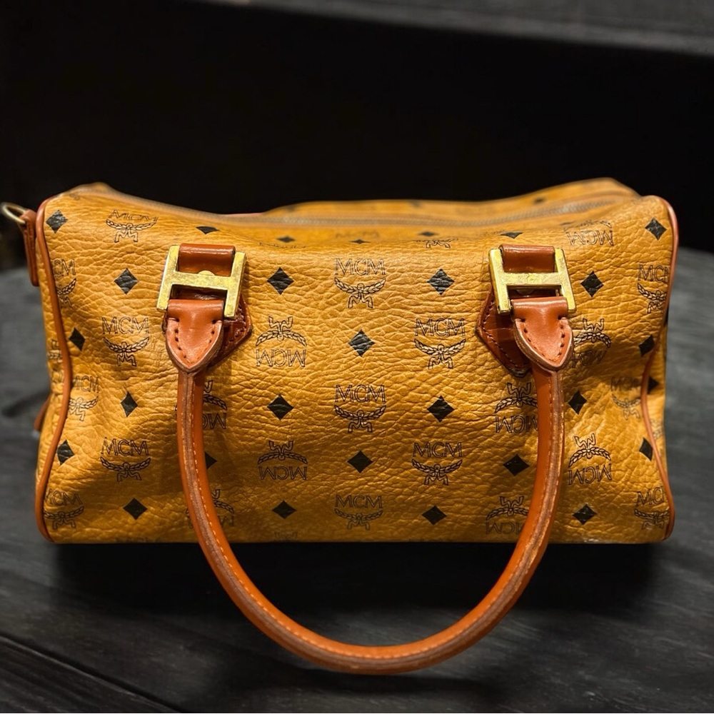 MCM Monogram Visetos Boston Handbag (pre-owned)